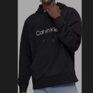CALVIN KLEIN MEN'S BLACK PULLOVER HOODIE LARGE NWOT